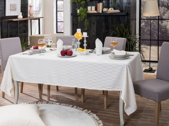 Τραπεζομάντηλο Abelie Ecru Teoran 160X320 Βαμβάκι-Πολυέστερ