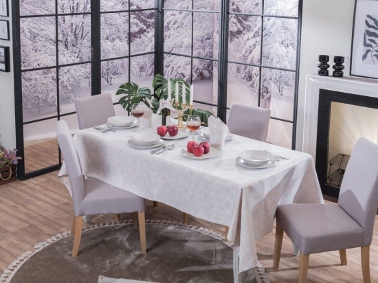 Τραπεζομάντηλο Correze Ecru Teoran 160X250 Βαμβάκι-Πολυέστερ