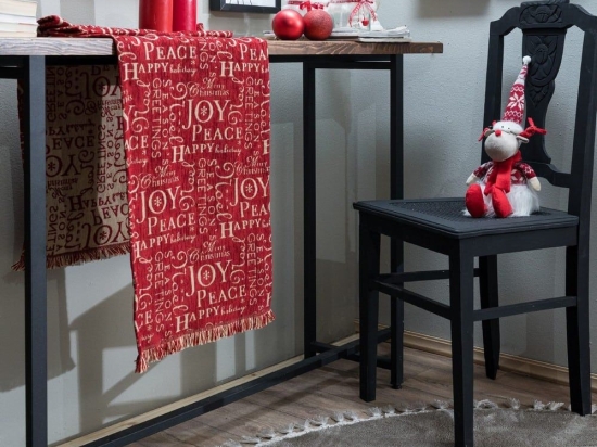 Τραβέρσα Χρισουγεννιάτικη Steinhaus 10 Beige-Red Teoran 45X180