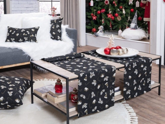 Τραβέρσα Χριστουγεννιάτικη Saxen 06 Black Teoran 40x160