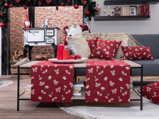 Τραβέρσα Χριστουγεννιάτικη Saxen 10 Red Teoran 40x160
