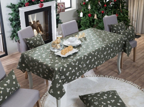 Τραπεζομάντηλο Χριστουγεννιάτικο Saxen 13 Green Teoran 135X180cm