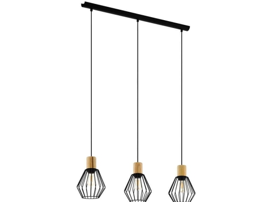 Φωτιστικό Οροφής-Ράγα 'Palmorla' 43378 Black-Brown Eglo Μέταλλο,Ξύλο