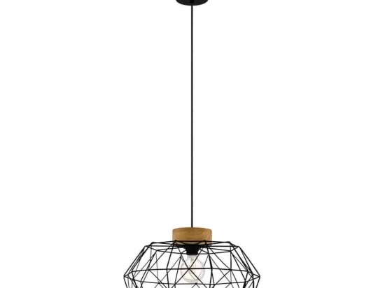Φωτιστικό Οροφής 'Padstow' 43364 Natural-Black Eglo Μέταλλο,Ξύλο
