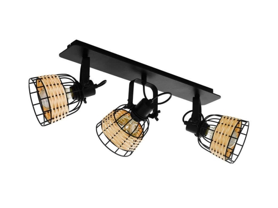 Φωτιστικό Οροφής-Σποτ 'Anwick 1' 43326 Natural-Black Eglo Rattan, Μέταλλο