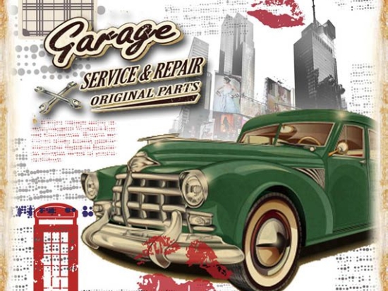 Vekrakis Πίνακας Ξύλινος “Garage” 60Χ60 Πράσινο