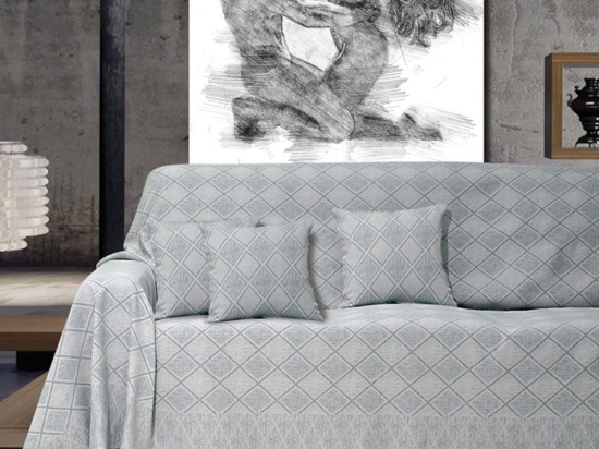 Ριχτάρι Kasandra Silver Sb Home Τριθέσιο 180x300cm Βαμβάκι-Πολυέστερ