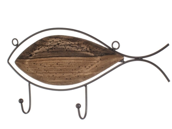 Γάντζος Ψάρι 33cm SH7311 Natural Μέταλλο,Ξύλο