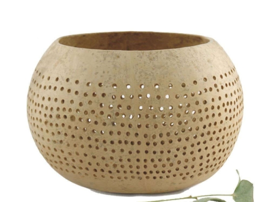 Διακοσμητικό Μπωλ Καρύδας EI1364 13x10cm Cream Ξύλο