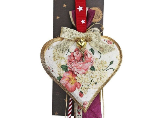 Γούρι Κρεμαστό Καρδιά Vintage Roses LU22017B 33cm Multi