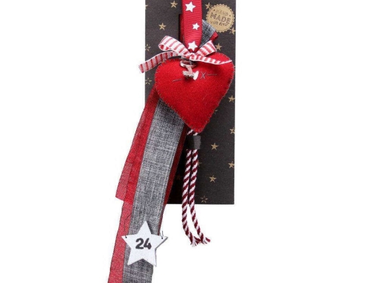 Γούρι Κρεμαστό Καρδιά LU21130A 30cm Grey-Red