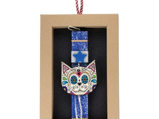 Λαμπάδα 20 Tattoo Γάτα LA21204A 20cm Blue-Multi