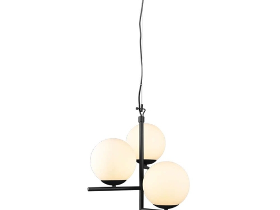 Φωτιστικό Οροφής Pure 302000332 3xE14 28W Φ40cm 150cm Black-White Trio Lighting Μέταλλο,Γυαλί