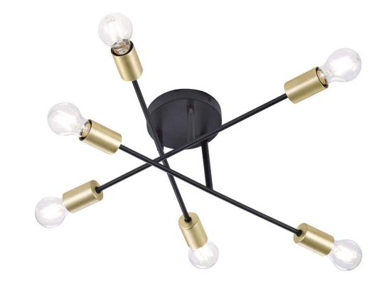 Φωτιστικό Οροφής - Πλαφονιέρα Cross 606700632 Black-Gold Trio Lighting Μέταλλο