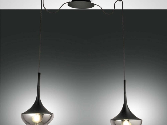 Φωτιστικό Οροφής Apollo 3623-42-101 Black Fabas Luce Μέταλλο,Γυαλί