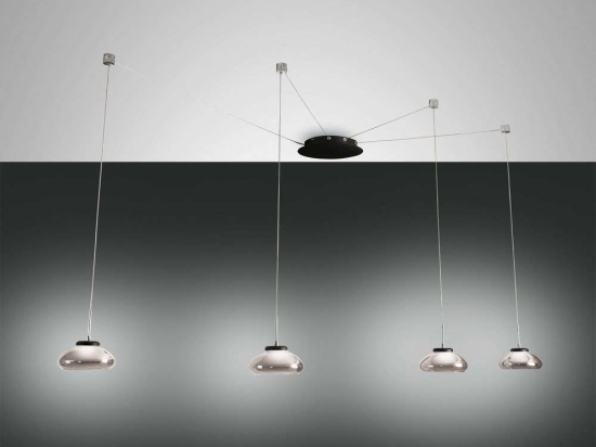 Φωτιστικό Οροφής Led Arabella 3547-49-126 Transparent Grey Fabas Luce Μέταλλο,Γυαλί