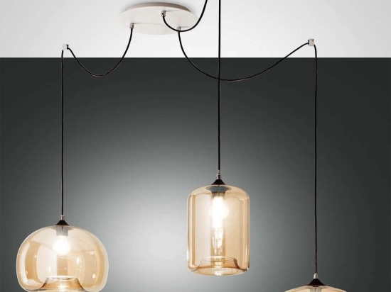 Φωτιστικό Οροφής Fiona 3496-47-125 Amber Fabas Luce Μέταλλο,Γυαλί