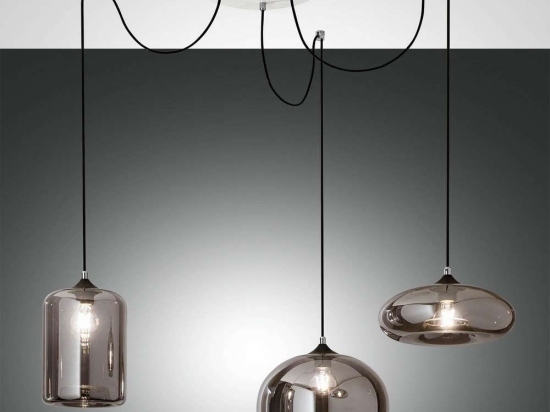 Φωτιστικό Οροφής Fiona 3496-47-126 Transparent Grey Fabas Luce Μέταλλο,Γυαλί