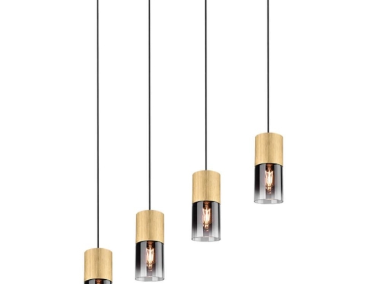Φωτιστικό Οροφής - Ράγα Robin 310600454 4xE27 28W 80,5cm 150cm Smoke-Brass Trio Lighting Μέταλλο,Γυαλί