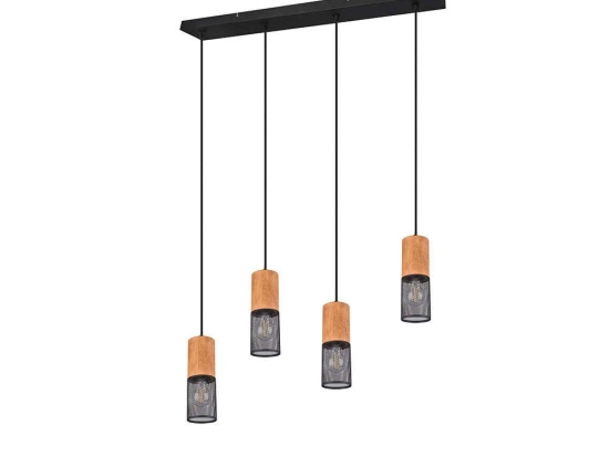Φωτιστικό Οροφής - Ράγα Tosh 304300432 65x9x150cm Natural-Black Trio Lighting Μέταλλο,Ξύλο