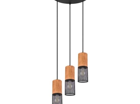 Φωτιστικό Οροφής Tosh 304330332 Ø28x150cm Natural-Black Trio Lighting Μέταλλο,Ξύλο