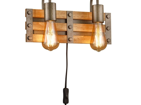 Φωτιστικό Τοίχου - Απλίκα Khan 205570267 35x20cm 2xE27 28W Nickel-Natural Trio Lighting
