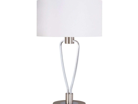 Φωτιστικό Επιτραπέζιο Paris II 58x35cm Nickel Mat-White 500200107 Trio Lighting Μέταλλο,Ύφασμα