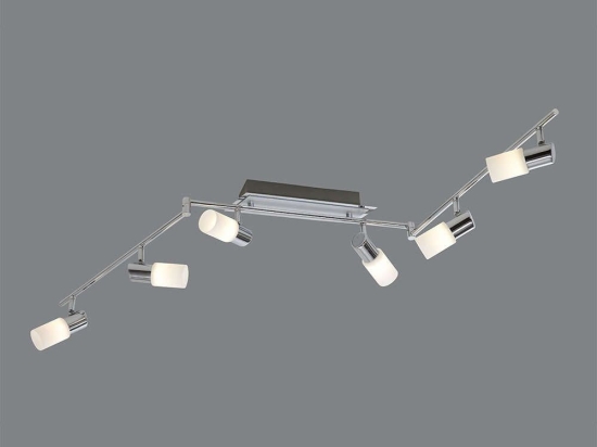 Φωτιστικό Οροφής-Σποτ Led Clapton 6x430Lm 150x24x8cm Chrome-White Brushed 821410605 Trio Lighting Μέταλλο,Γυαλί