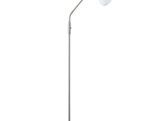 Φωτιστικό Δαπέδου Led Freddy 320Lm 55x150cm Nickel Mat-White 424810107 Trio Lighting Μέταλλο,Γυαλί