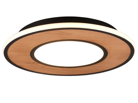 Φωτιστικό Οροφής - Πλαφονιέρα Deacon 626610232 37W Led Φ50cm Natural-Black Mat Trio Lighting Μέταλλο,Ξύλο