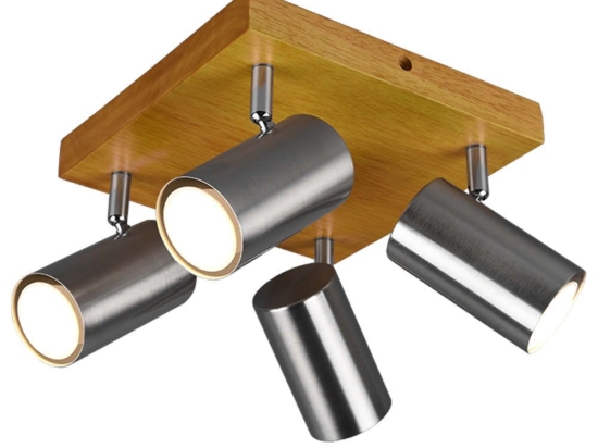 Φωτιστικό Οροφής - Σποτ Marley 812400407 4xGU10 35W 22x22x16cm Nickel Mat Trio Lighting Μέταλλο,Ξύλο