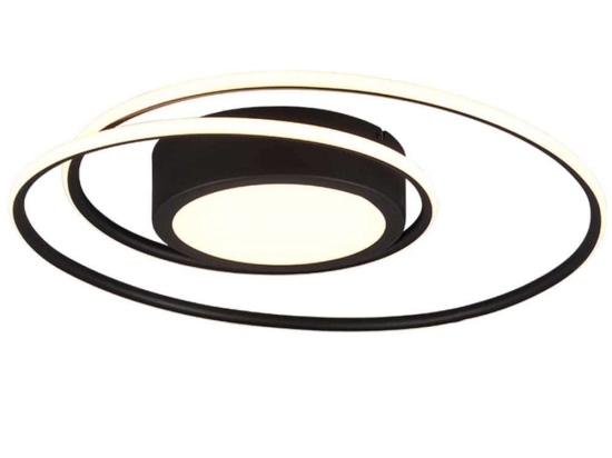 Φωτιστικό Οροφής - Πλαφονιέρα Yava 672310232 56W Led Φ60cm 7cm Black Mat Trio Lighting Μέταλλο