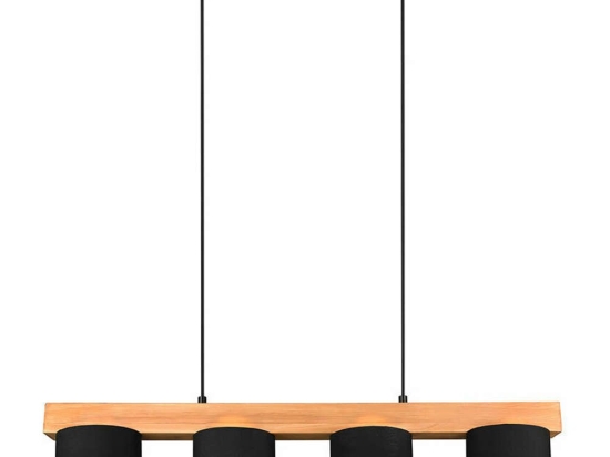 Φωτιστικό Οροφής - Ράγα Cameron R30654002 4xE14 28W 75x150cm Natural-Black RL Lighting Ξύλο,Ύφασμα
