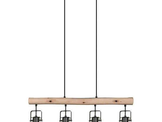 Φωτιστικό Οροφής - Ράγα Jaipur R30614032 4xE27 25W 80x150cm Natural-Black RL Lighting Μέταλλο,Ξύλο