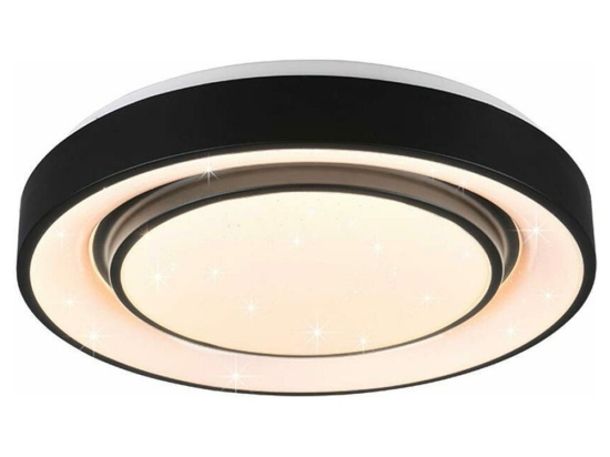 Φωτιστικό Οροφής - Πλαφονιέρα Mona R65041032 20W Led Φ38cm 7cm Starlight Effect Black Mat RL Lightin Μέταλλο