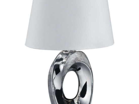 Φωτιστικό Επιτραπέζιο Taba R50511089 1xE14 40W 16x23x33cm Silver-White RL Lighting Κεραμικό,Ύφασμα