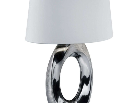 Φωτιστικό Επιτραπέζιο Taba R50521089 1xE27 60W 24x38x52cm Silver-White RL Lighting Κεραμικό,Ύφασμα