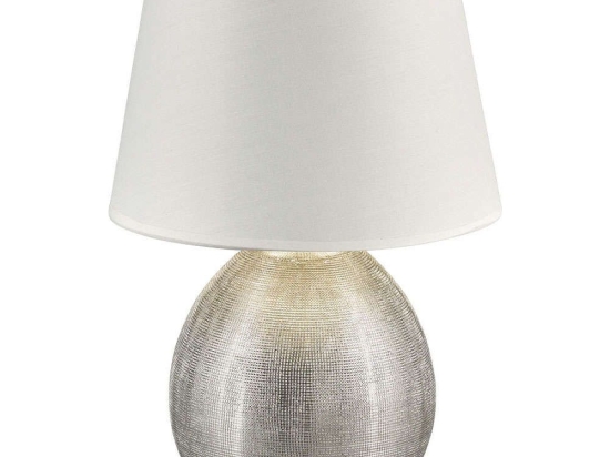 Φωτιστικό Επιτραπέζιο Luxor R50631089 1xE27 60W Φ24cm 35cm Silver-White RL Lighting Κεραμικό,Ύφασμα
