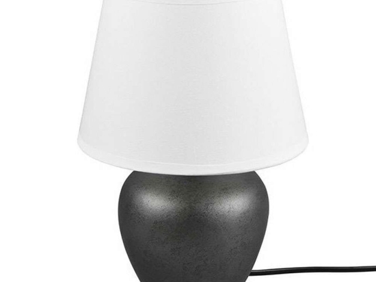 Φωτιστικό Επιτραπέζιο Abby R50601001 1xE14 40W Φ18cm 26cm Nickel Με Αμπαζούρ White RL Lighting Κεραμικό,Ύφασμα