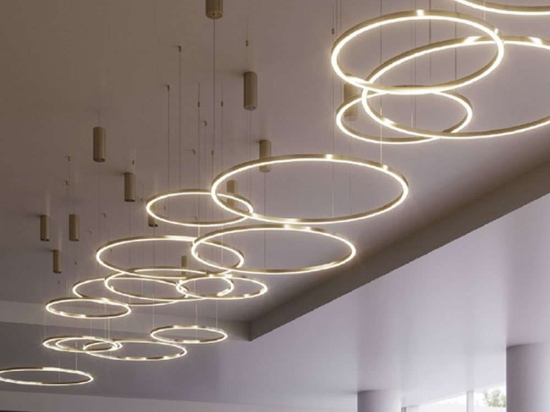Φωτιστικό Οροφής Hoop LED-HOOP-S80-ORO 40W Led Φ80cm 150cm Gold Luce Ambiente Design Αλουμίνιο