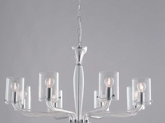 Φωτιστικό Οροφής Aurora I-AURORA-8 TR 8xE14 Φ79,2cm 190cm Clear Luce Ambiente Design Γυαλί