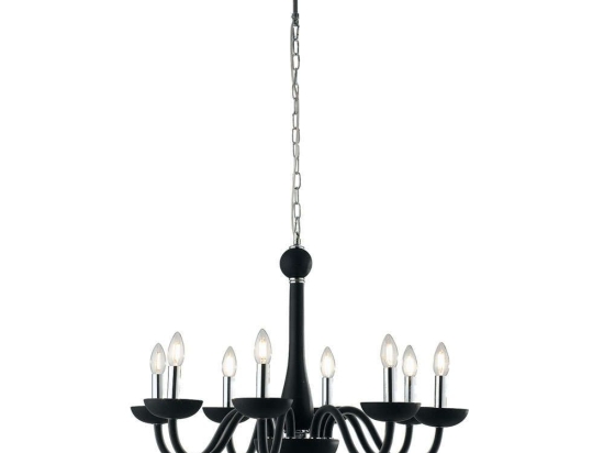Φωτιστικό Οροφής Alfiere I-ALFIERE/8 NERO 8xE14 Φ74cm 178cm Black Luce Ambiente Design Γυαλί