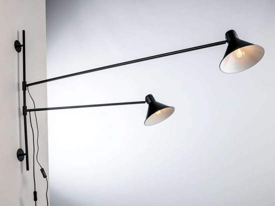 Φωτιστικό Τοίχου - Απλίκα Duetto I-DUETTO-AP2-NER 2xE27 154x90cm Black Luce Ambiente Design Μέταλλο