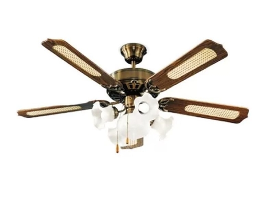 Ανεμιστήρας Οροφής Flux 7066 OB Με Φως 5xE27 D130x52cm Double Face Blades Walnut Perenz Διάμετρος 130cm