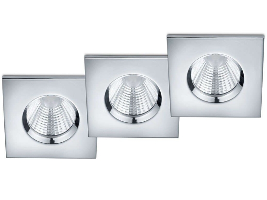 Σποτ Χωνευτό Zagros (Σετ 3Τμχ) 650610306 8x8x5cm Dim 3xLed 345Lm 5,5W 3000K Chrome Trio Lighting Τετράγωνο