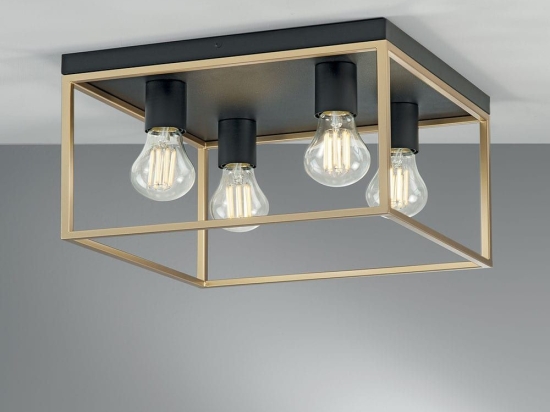 Φωτιστικό Οροφής - Πλαφονιέρα I-Kimera-PL4 E27 24x35x35 Black-Gold Luce Ambiente Design