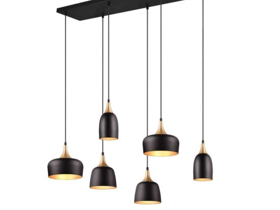 Φωτιστικό Οροφής - Ράγα Chiraz 310500632 90x32x150cm 6xE14 25W Black-Gold Trio Lighting