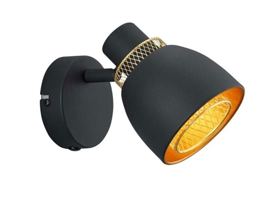 Φωτιστικό Τοίχου Punch R80811032 E14 10x14cm Black-Gold RL Lighting