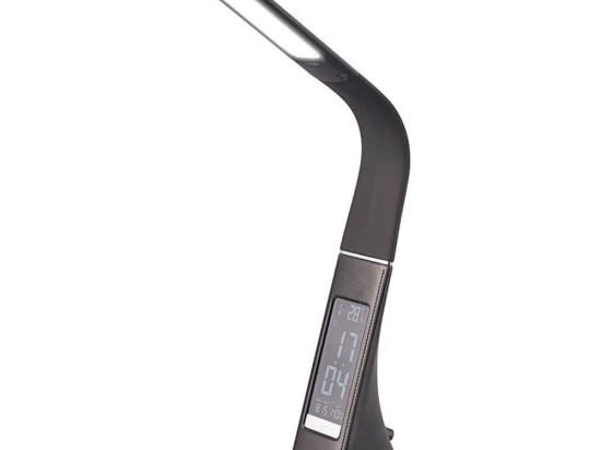 Φωτιστικό Γραφείου Επαναφορτιζόμενο Francy R52691102 Με Ρολόι Και Ένδειξη Θερμοκρασίας SMD 430lm 5000K 24x35cm Black RL Lighting