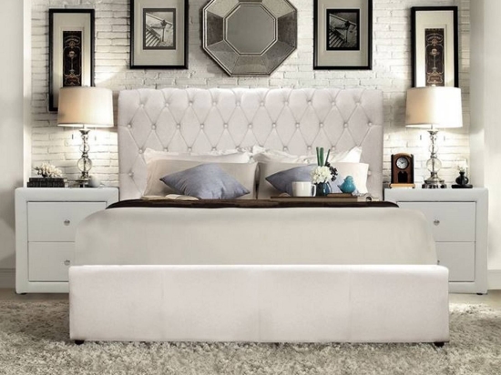 Κρεβάτι Alex PU White 150x200 εκ. Διπλό Τεχνόδερμα
